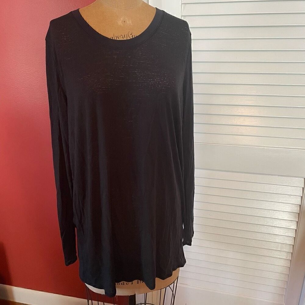 H&M | black long sleeve semi sheer top XL